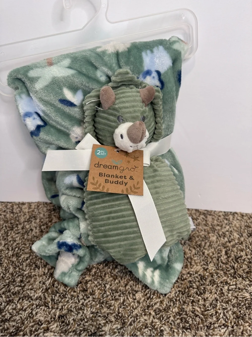 Green Blanket & Buddy Set - Cozy Plush Baby Comfort